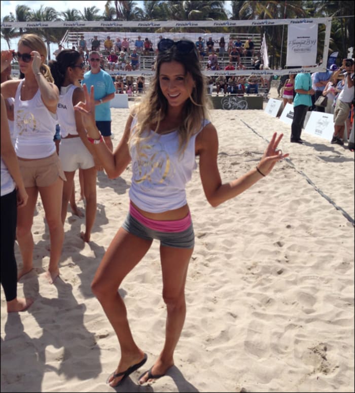 Pro-surfer Anastasia Ashley is right at home doing sporty things in a beach setting, like this Swimsuit models vs. celebrity chefs volleyball game that took place last Thursday.